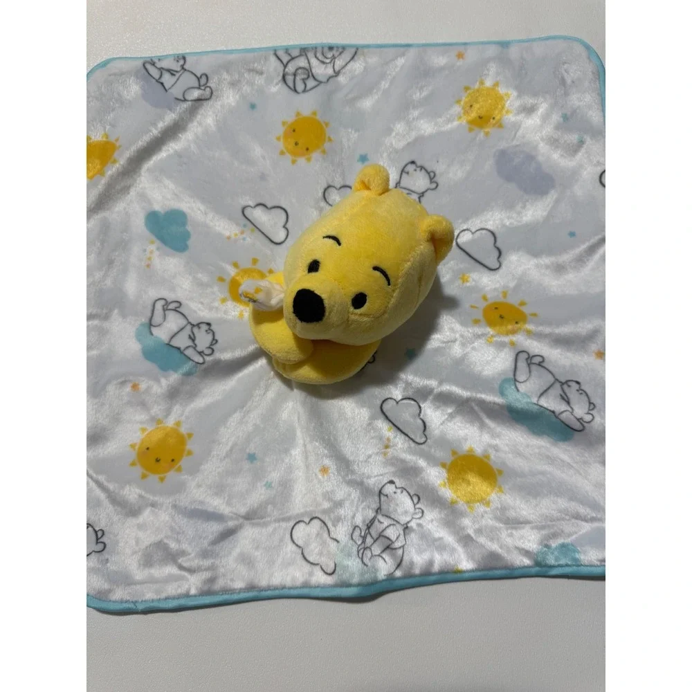 Disney Winnie the Pooh Baby‎ Security Blanket Lovey Blue White Sun Cloud Plush